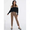 Red button Jeans Diana Shadow Check Camel