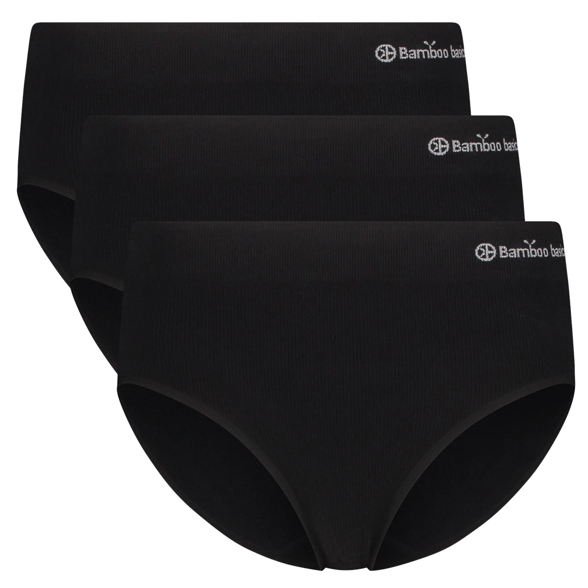 Bamboo Basics Rosa Seamless Rib Full Briefs Black 3 pack