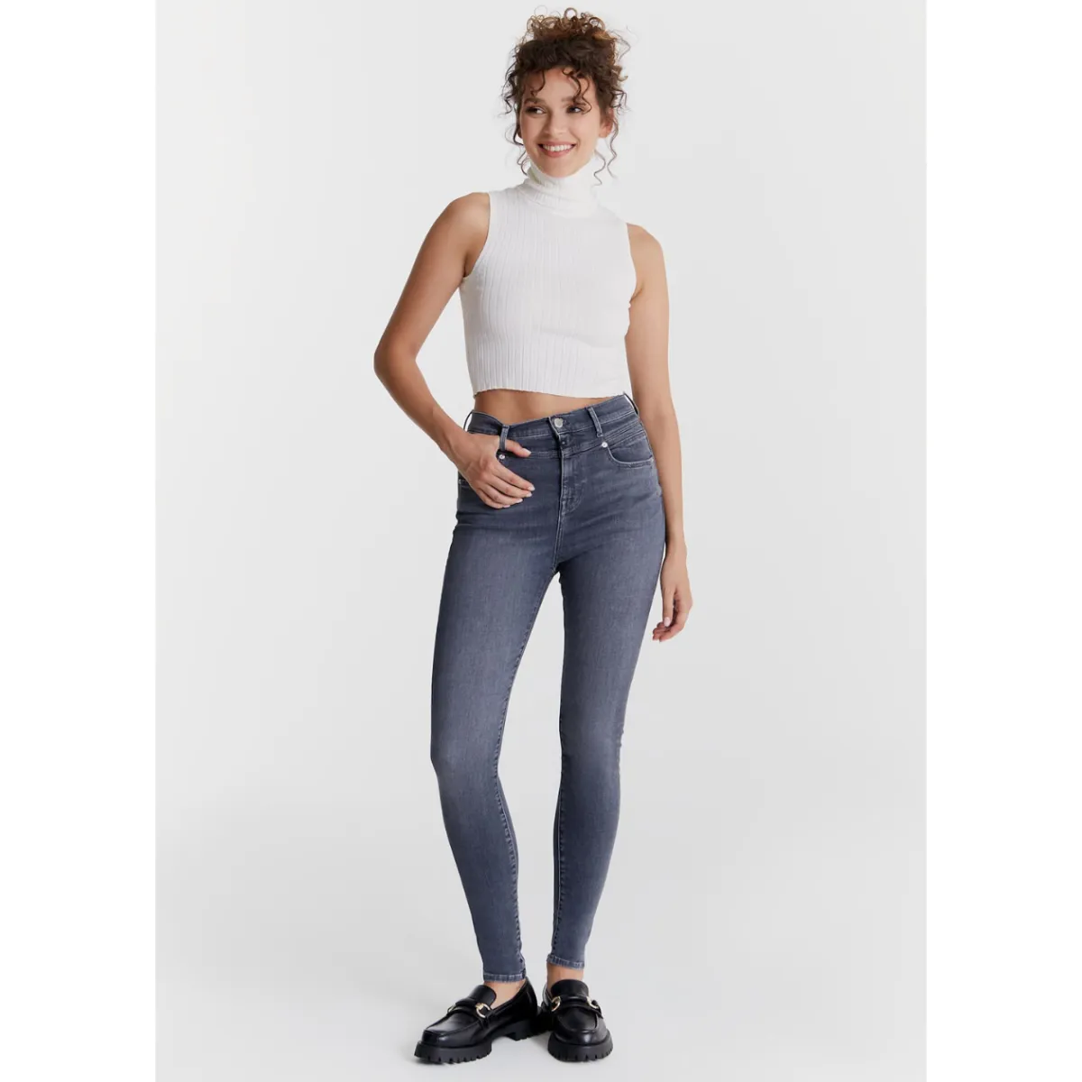 uitzondering Tochi boom pariteit Coj Jeans Lisa Smoke Grey | Hoge taille skinny | Broeken Binkie