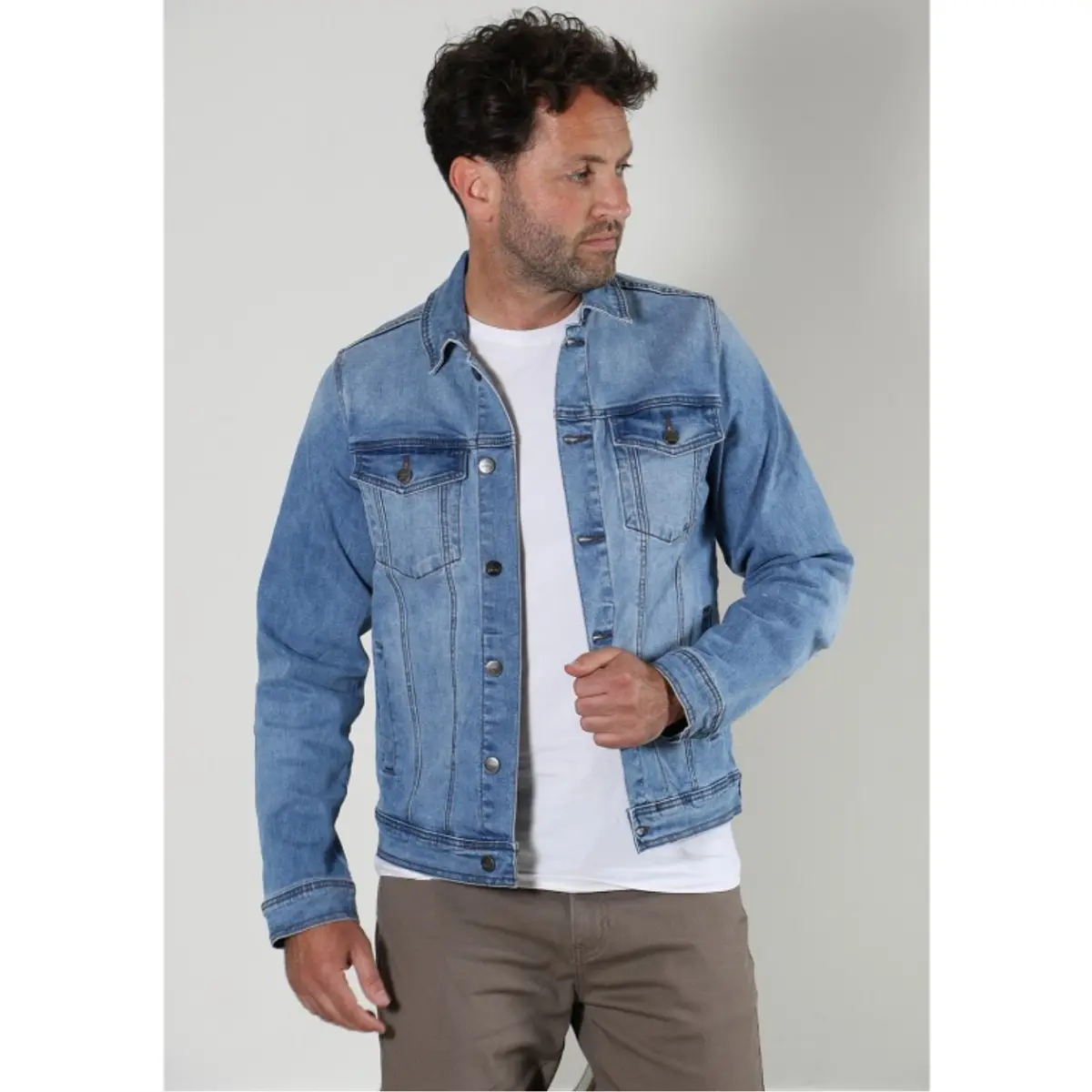 New Star Jeans Harvard Jacket Stretch Denim Light Stone