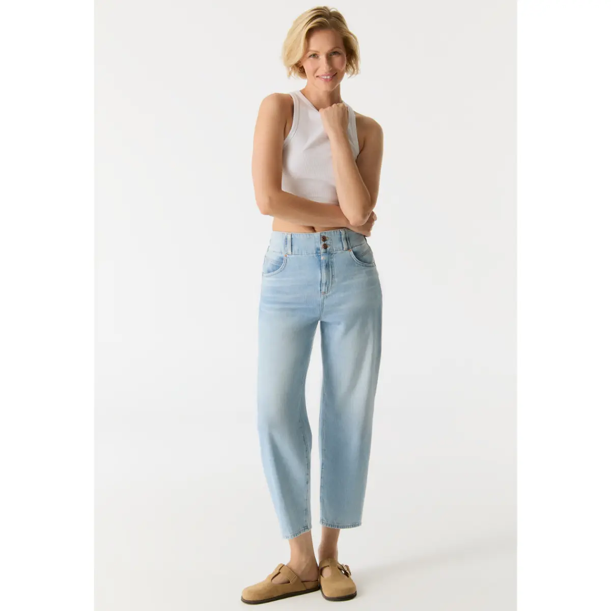 Cup Of Joe Jasmin Elastic Waist Jogger Light Blue